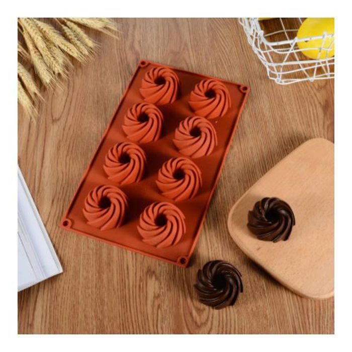 8 trous chocolat spirale pain Silicone gâteau moule cuisine outils de cuisson beignets gâteau Biscuit moule bricolage chocolat moule
