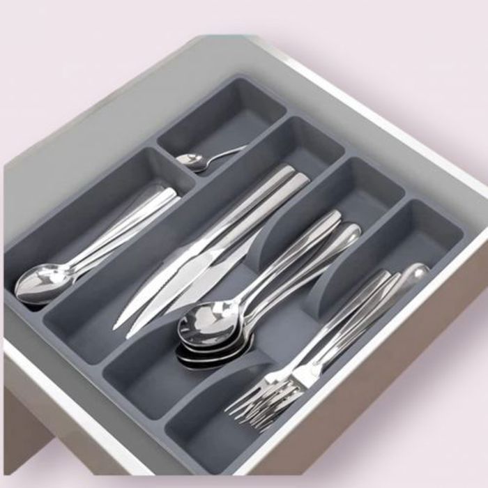 Boîte de rangement pour couverts en plastique,organisateur d'ustensiles