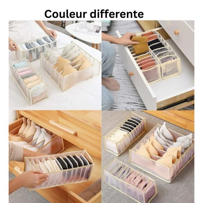 pack de 3 Boîtes Astucieuses pour Sous vêtements et Chaussettes