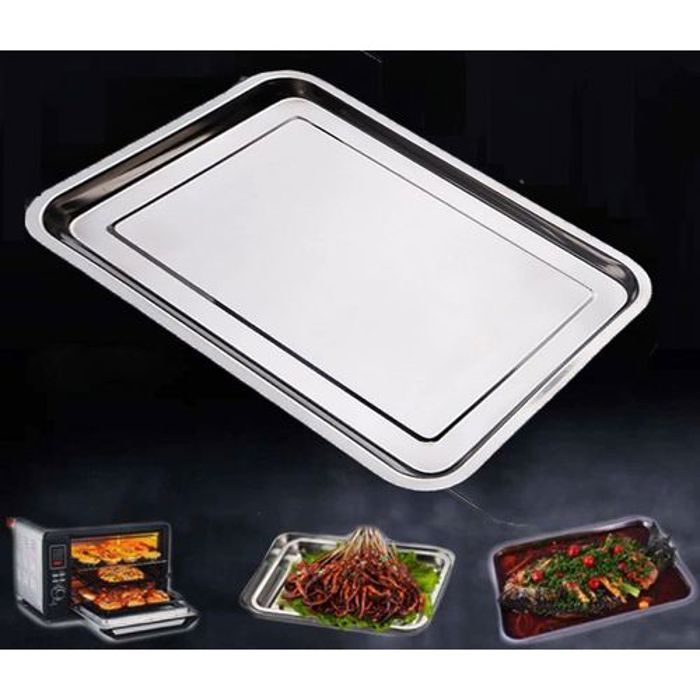 Plateau rectangulaire de rangement en acier inoxydable, multifonction plateau pour BBQ