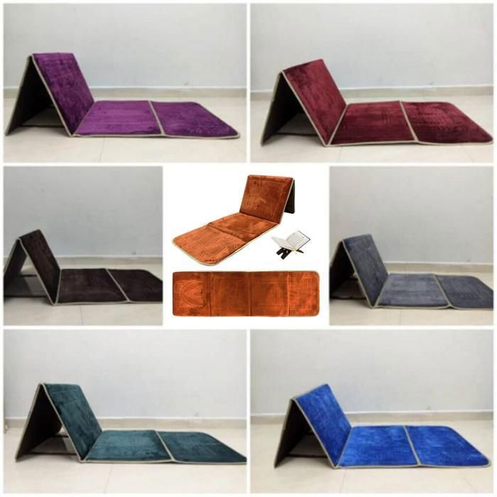 Tapis de prière islamique avec dossier pliable, doux et plus épais, Ramadan(Couleur aléatoire)