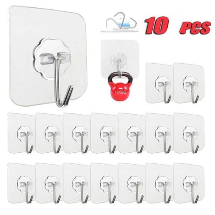 Lot de 10 crochets adhésifs résistants,amovibles,pour chambre à coucher, cuisine
