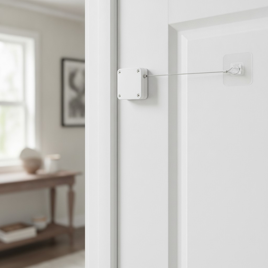 Ferme porte automatique à capteur, fermeture automatique pour toutes les portes, corde en acier sans perforation(Couleur aléatoire) - Marjane Mall - Image 3