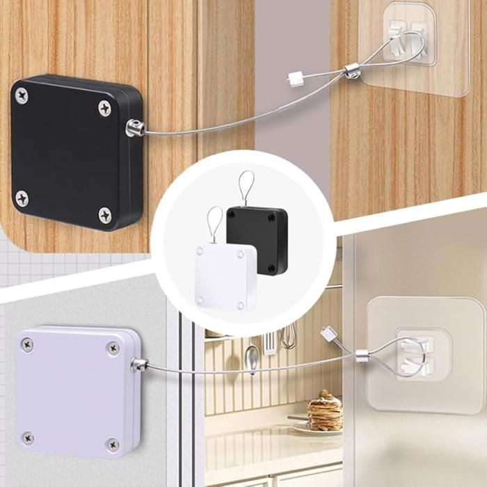 Ferme porte automatique à capteur,  fermeture automatique pour toutes les portes, corde en acier sans perforation(Couleur aléatoire)