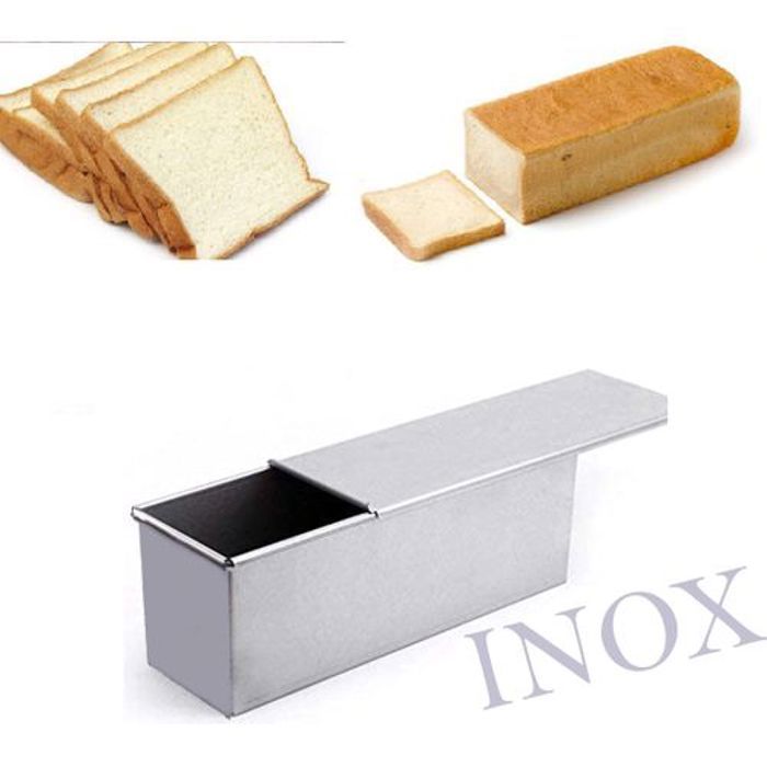 Moule à pain rectangulaire en acier Inoxydable antiadhésif avec couvercle boîte à pain grillé gâteaux