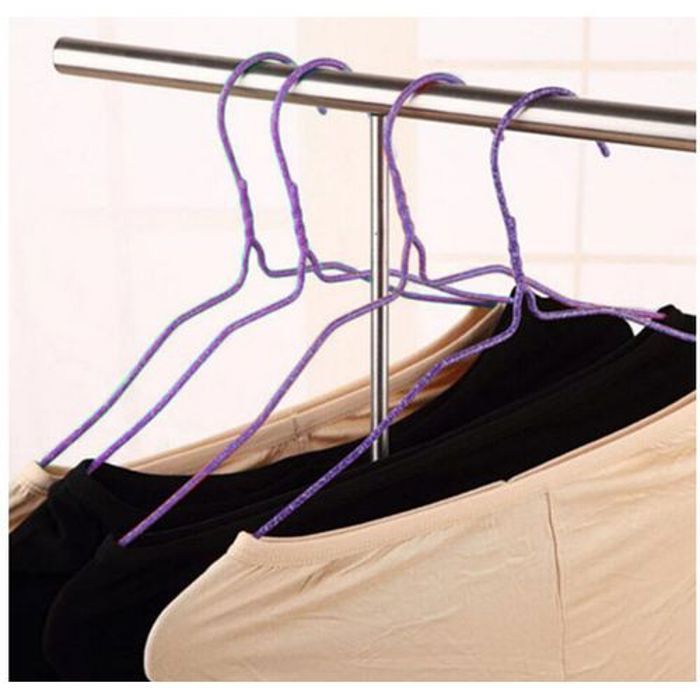 Cintre en métal  revêtu de mauve de protection en plastique, support en vêtements-10 pièces