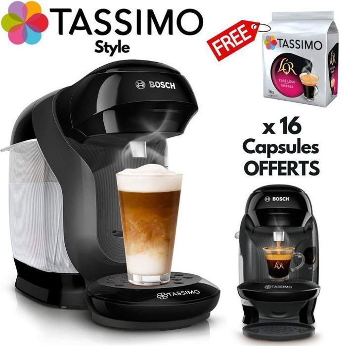 Bosch TASSIMO STYLE TAS1102 Cafetiere À Capsule+Pack 16 Dosettes OFFERTS Machine À Café Tous Types Boissons