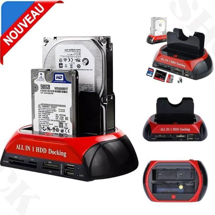 Boitier de Disque dur 2.5" 3.5" HDD SSD ... All in One HDD Docking Station + Kit Offert