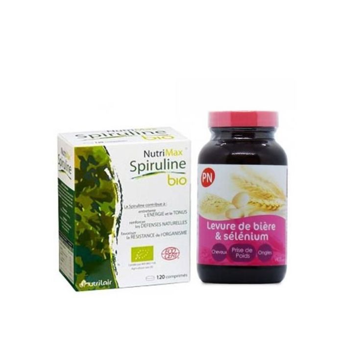 Pn Spiruline Bio NUTRITIONNEL-120 Comprimés + Levure de Bière et Sélénium PN(400 comprimés)