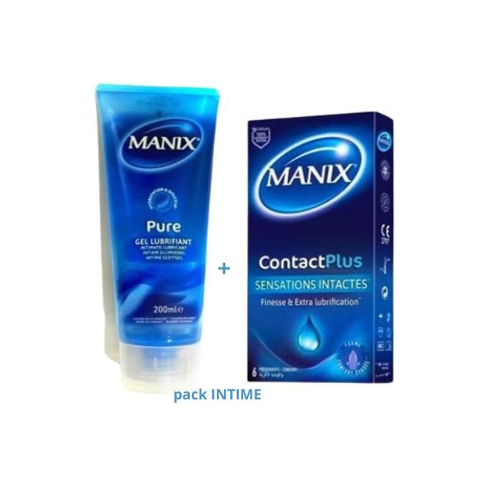 Manix GEL LUBRIFIANT INTIME PURE 200 ML + Préservatifs Contact Plus BOITE DE 6 unité