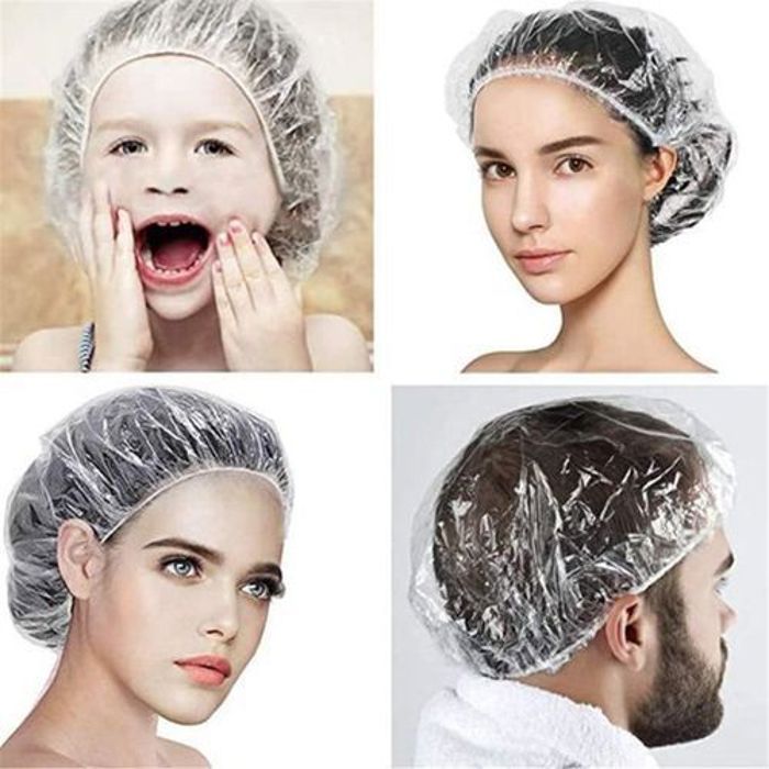 Bonnet de douche jetable pour le traitement et la protection des cheveux - Transparent - 100 pièces