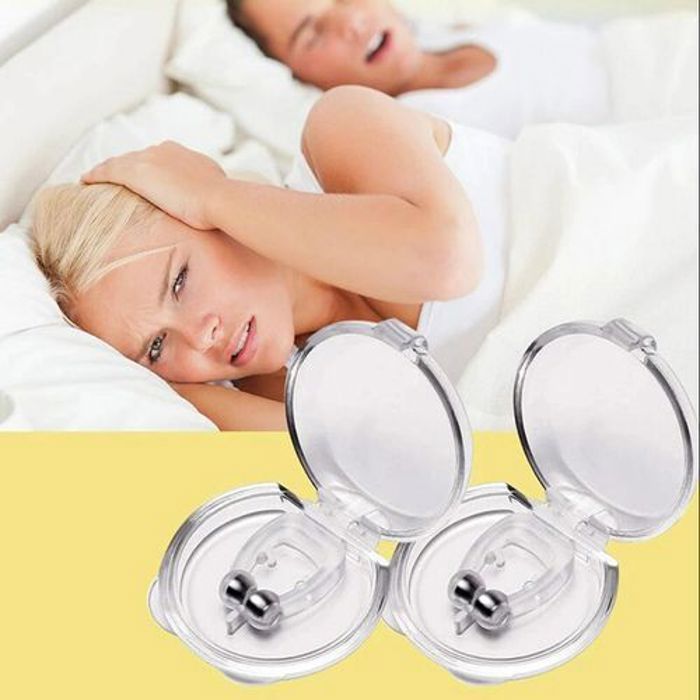 Lot de 2 Pince anti-ronflement magnétique en silicone avec étui
