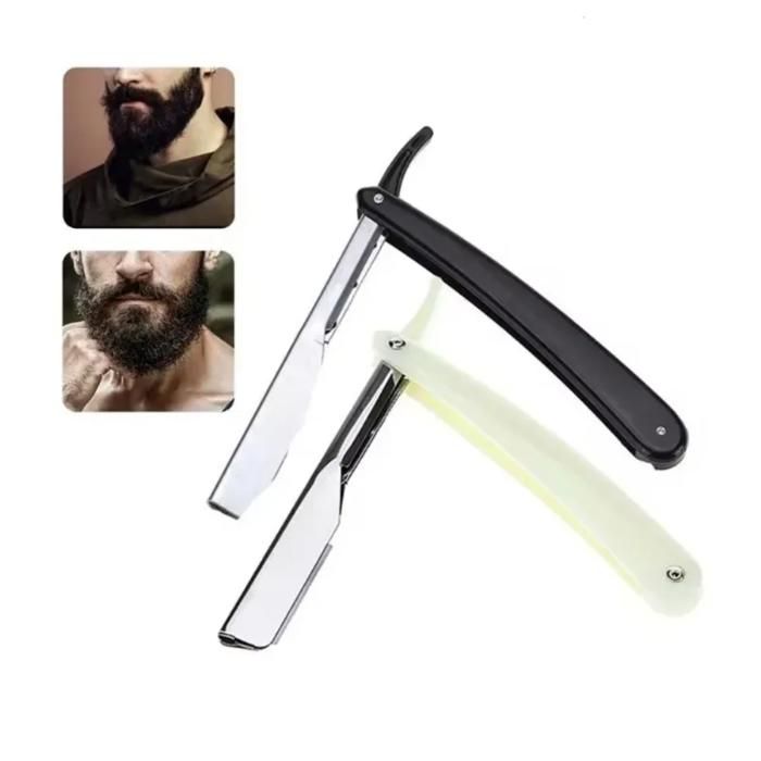 Rasoir Droit Professionnel, Rasoir de Coiffeur Pliable(Couleur aléatoire)