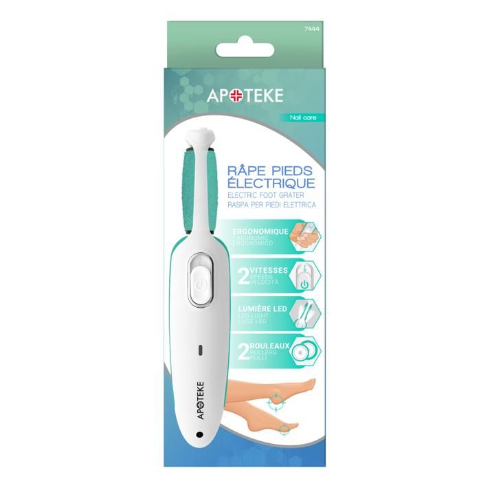 Râpe électrique - Apoteke - Ergonomique - Multicolore - Soin des pieds - Fonctionnement sans fil