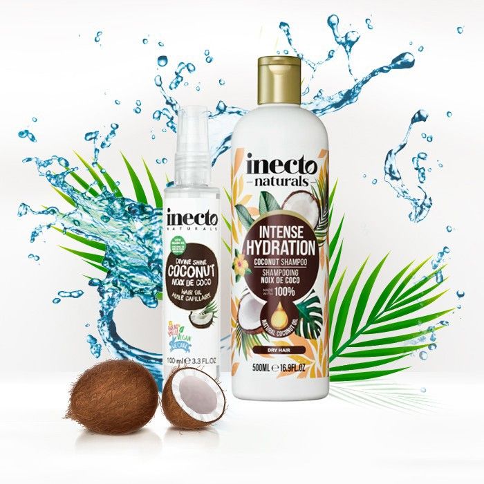 Duo Hydratation - INECTO - Shampoing Coco 500ml - Huile Nourrissante 100ml - Cheveux Doux - Brillance
