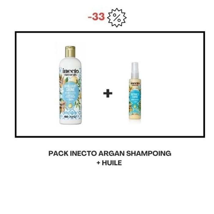 INECTO - PACK ARGAN SHAMPOING 500 ml + Sérum Cheveux D'argan Naturel 100 ml
