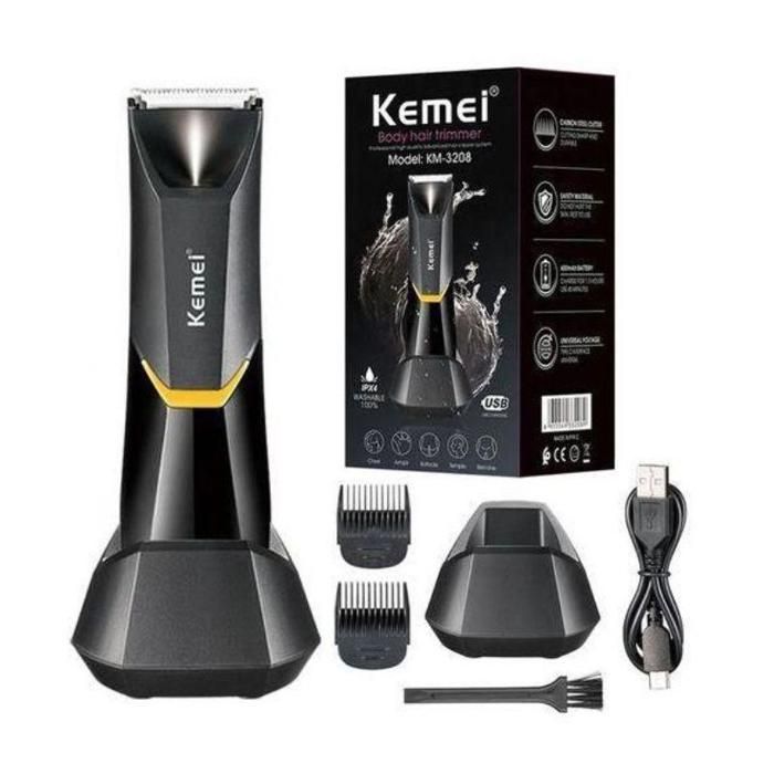Tondeuse électrique pour homme, Rasoir pubien lavable et Rechargeable Kemei KM-3208