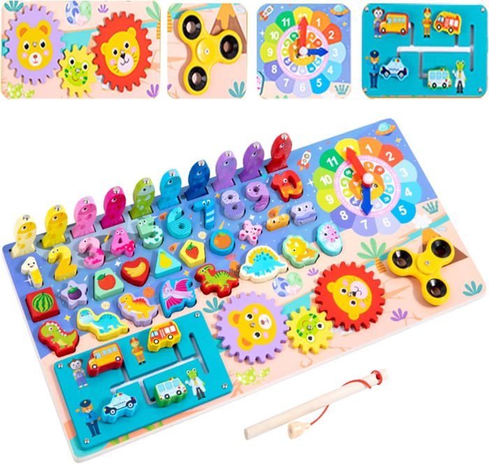 Jouet éducatif - Puzzle Montessori 8 en 1 - Bois naturel - 8 pièces - Pour enfants à partir de 3 ans