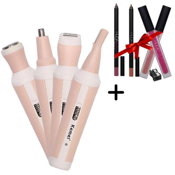 Rasoir Électrique 4-en-1 Rasoir Épilateur pour Femmes KM-3024 KEMEI + Huda Beauty 5-en-1 Gratuit