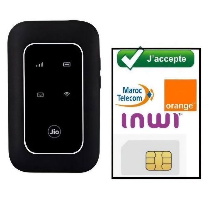 Hotspot WiFi mobile - JioFi - MF680 - 4G LTE - 300 Mbps - Batterie 2100mAh 10h