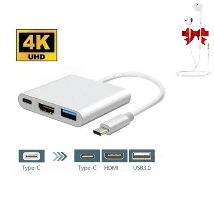 Adaptateur multiport USB C vers HDMI Convertisseur multiport Type C 3.1 Sortie Thunderbolt 3 vers HDMI 4K Port USB 3.0