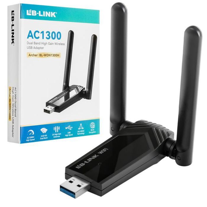 Adaptateur USB sans fil à gain élevé double bande AC1300 Archer, dual band high gain wireless