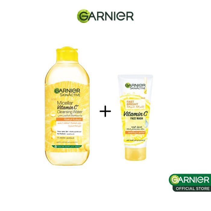 GARNIER - FAST BRIGHT MICELLAIRE  VITA C 400ml+ FACE WASH VITA C -25%