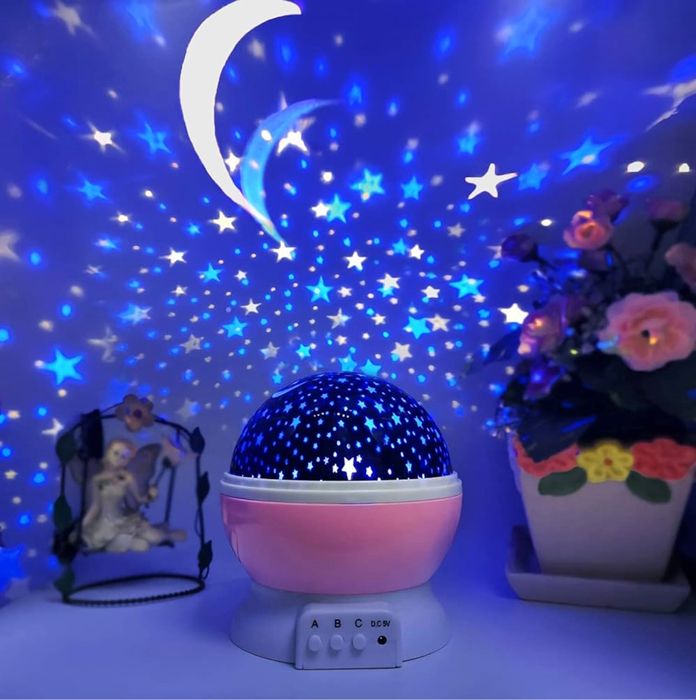 Lampe rotative romantique Projecteur de lune et ciel étoilé - Lumière de sommeil