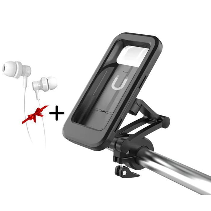 Support Enceintes Pour Moto, Vélo Imperméable Rotation 360° + Ecouteur Gratuit