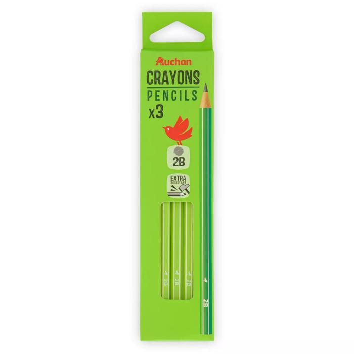 Lot de 3 Crayons Graphite H - Auchan