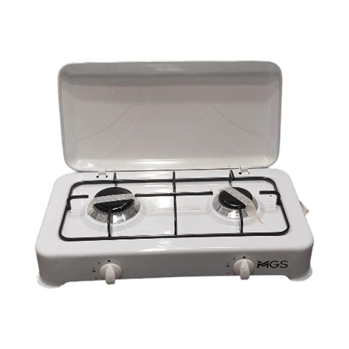 Réchaud à gaz 2 feux - MGS - Portable - 11 kW - Camping - Couleur Aléatoire