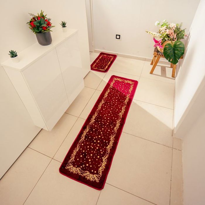 2 pièce tapis cuisine  et  couloir - Rouge