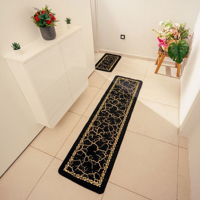 Galaxy tapis 2 pièce cuisine  et  couloir - Noir