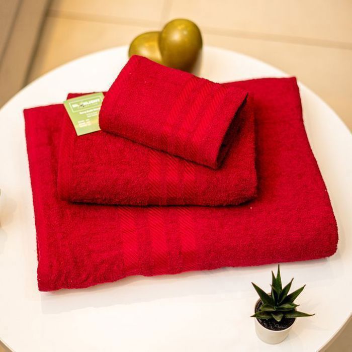 Serviettes de bain - Moonlight - Pack de 3 - Coton égyptien - Rouge - Douceur et absorption