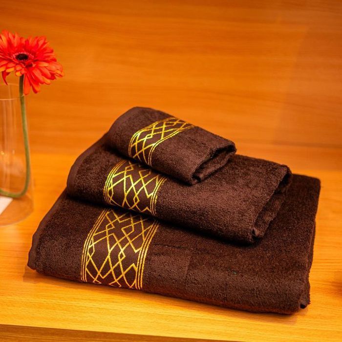 Serviettes de bain - GENERIC - Pack de 3 - Coton égyptien - Marron - Élégance chic