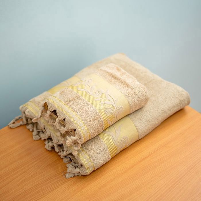 Hadab pack 2 piece serviette de bain 100% coton 550GM - beige