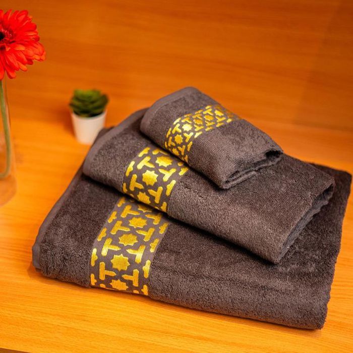 arabesque gold pack 3 serviettes gris