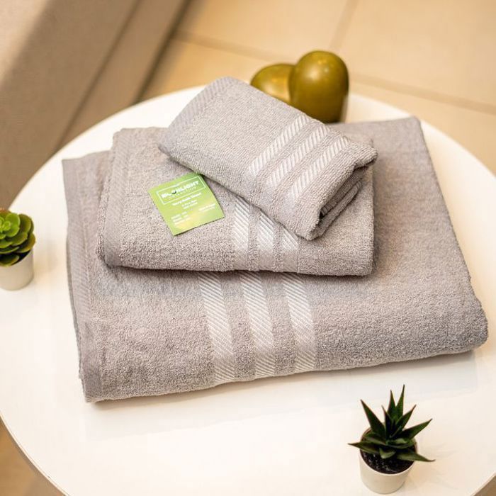 Serviettes de bain - Moonlight - Pack de 3 - Coton égyptien - Gris - Douceur et absorption