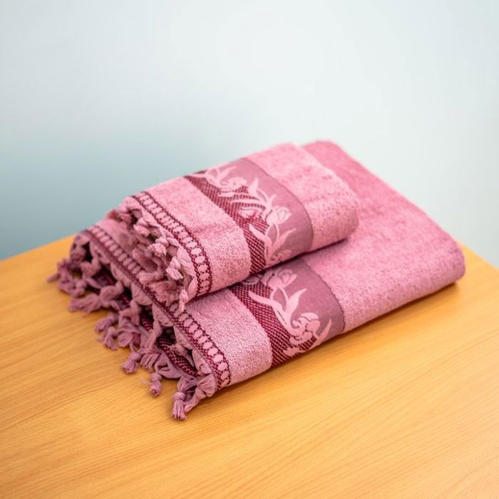Serviette de bain - Hadab - Pack de 2 - 100% coton - 500GM - Framboise
