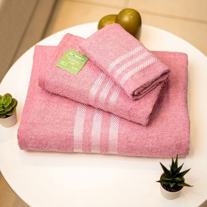 Serviettes de bain - Moonlight - Pack de 3 - Coton égyptien - Rose - Douceur et absorption
