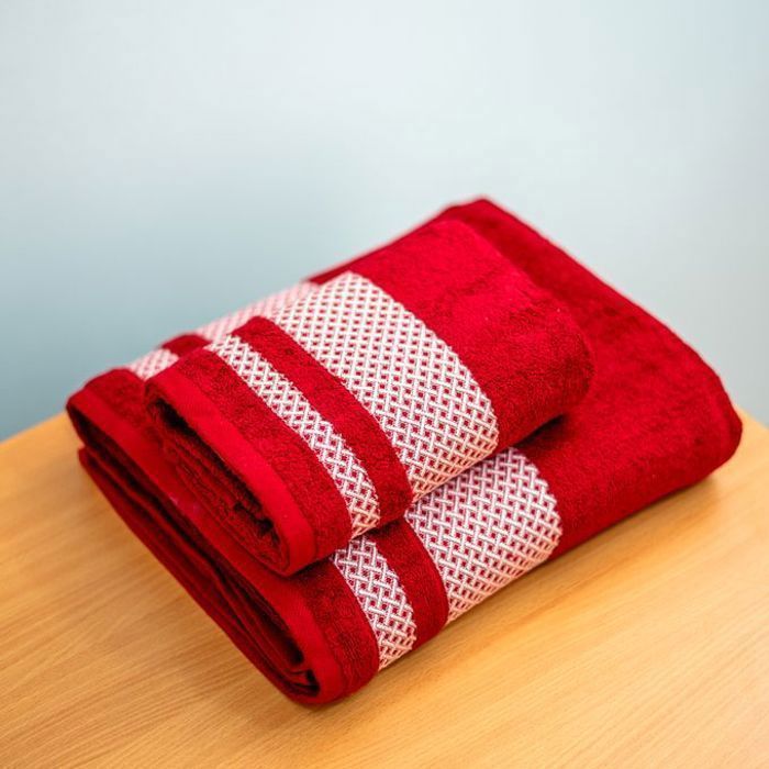 Athena pack 2 piece serviette de bain 100% coton 550GM - rouge