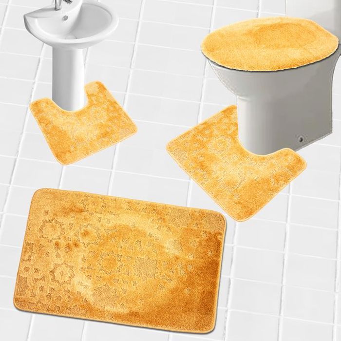 Simple tapis de bain 4 pièce - marron clair