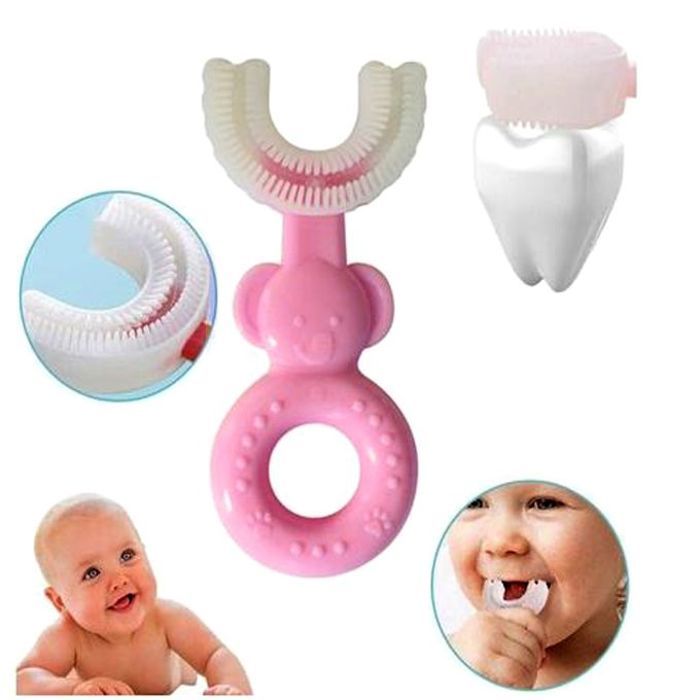 Brosse à dents douce en Silicone pour enfants, en forme de U , 2 à 6 ans