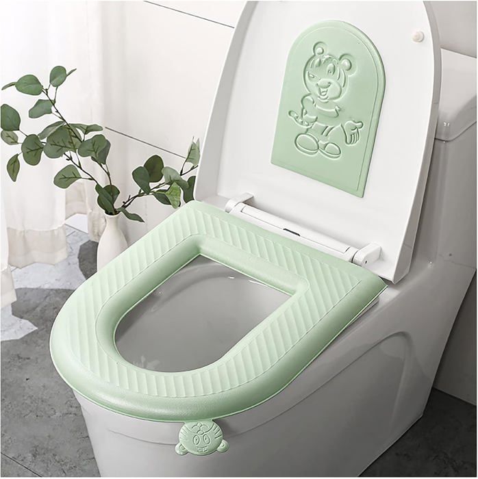 Couverture Siège De Toilette en silicone, Tapis De Toilette, lavable, confortable vert