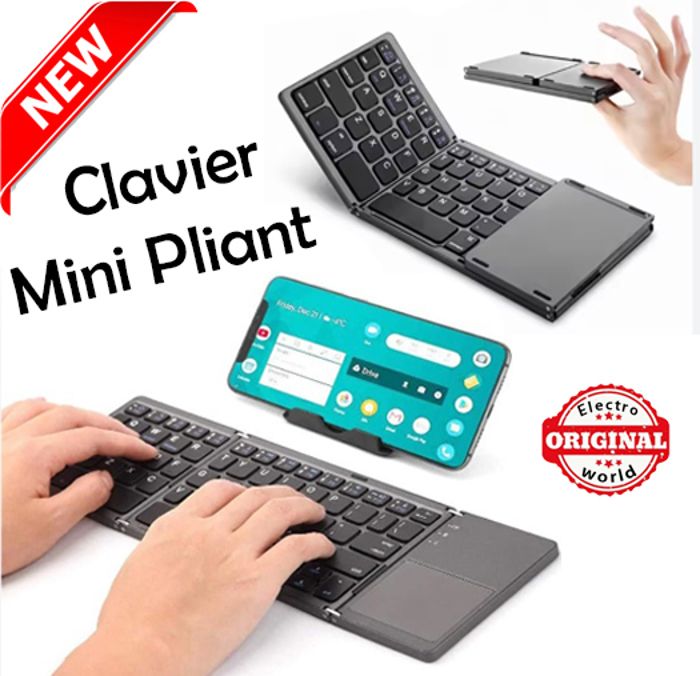 B033 Mini clavier pliant Bluetooth sans fil pliable avec pavé tactile pour Windows, Android, ios tablette ipad télé