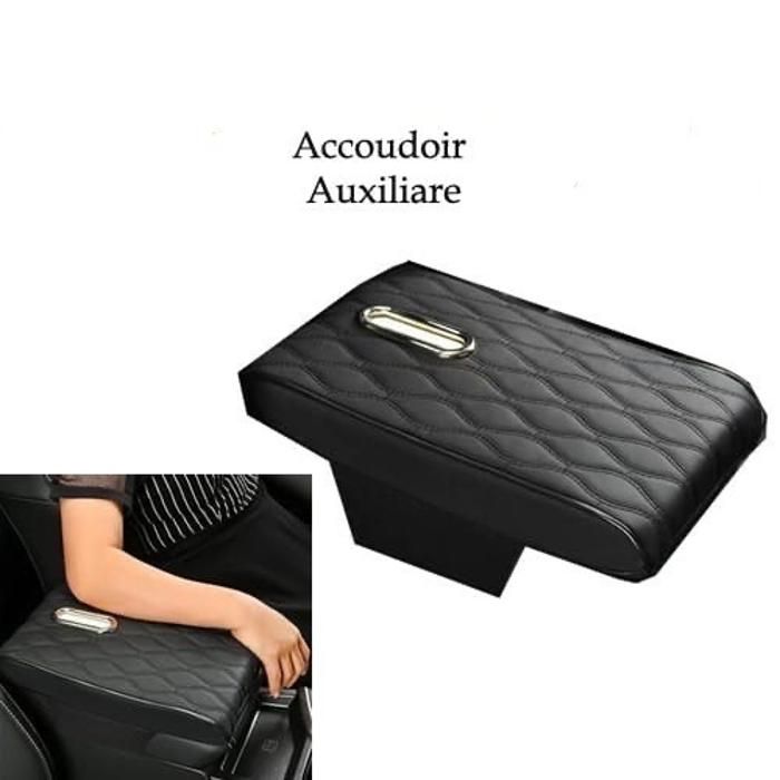 Accoudoir Auxiliare de voiture en cuir Noir