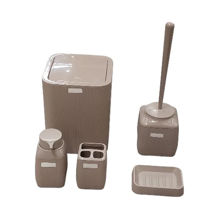 PACK SALLE DE BAIN 5 PCS CARRE BEIGE