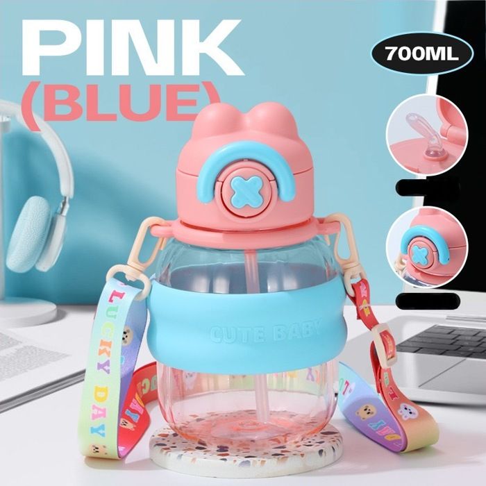 bouteille d'eau Gobelet à paille pour filles et garçons, niveau d'apparence élevé, tasse de bol de ventre portable, paille de dessin