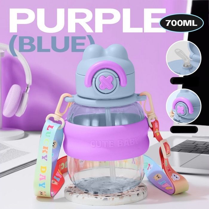 Bouteille d'eau - KEMU - Gobelet à paille - Verre borosilicaté - Étanchéité silicone - Design portable
