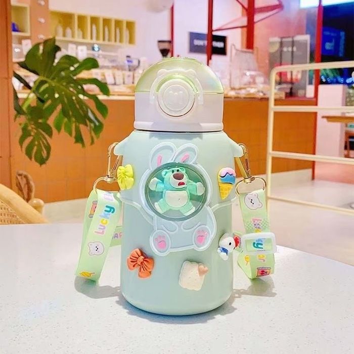 bouteille thermos pour enfants avec paille à double usage, gobelets à eau,  pour élèves de maternelle et primaire garçon et fille